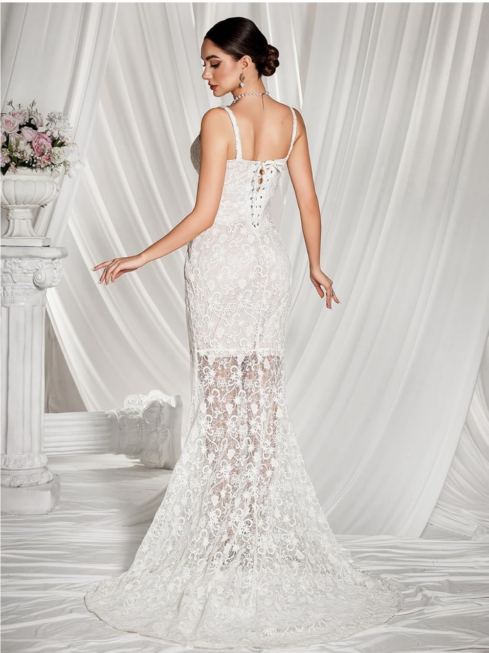 Elegant White Lace Mermaid wedding Dress